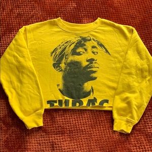 Yellow TUPAC cropped sweatshirt